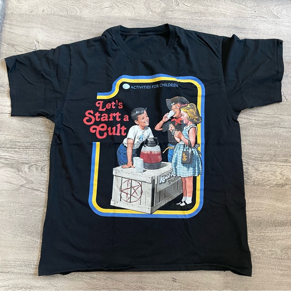 Black Graphic T-Shirt with Retro Print